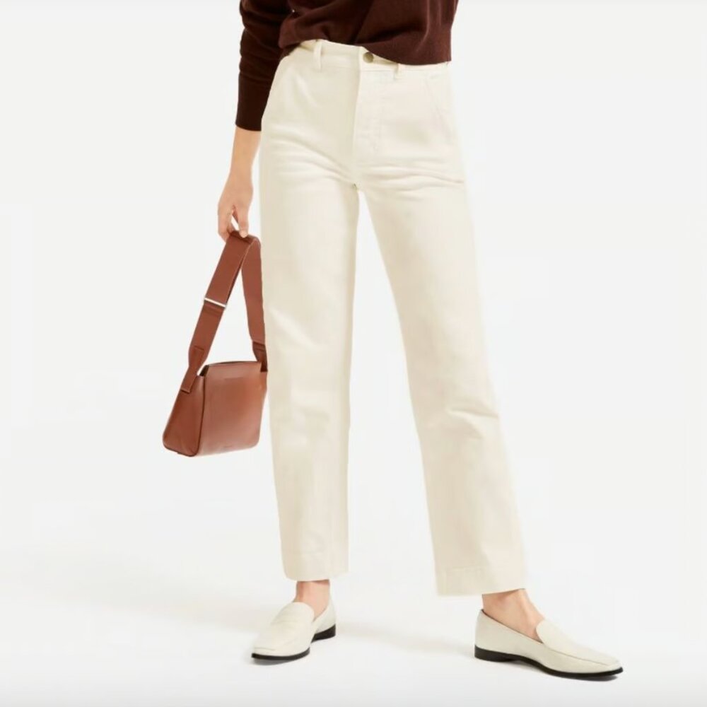 Everlane The Straight Leg Crop pant in Sandstone